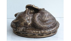 Angel Cat Urn - Bronze Image