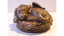 Angel Dog Urn - Bronze Image